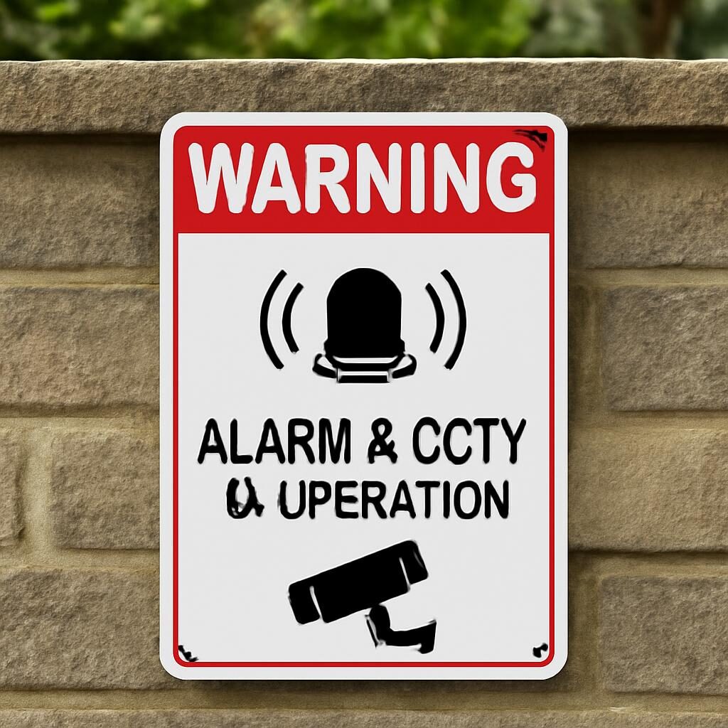 Panneau d'alarme antivol — signalétique de vidéosurveillance