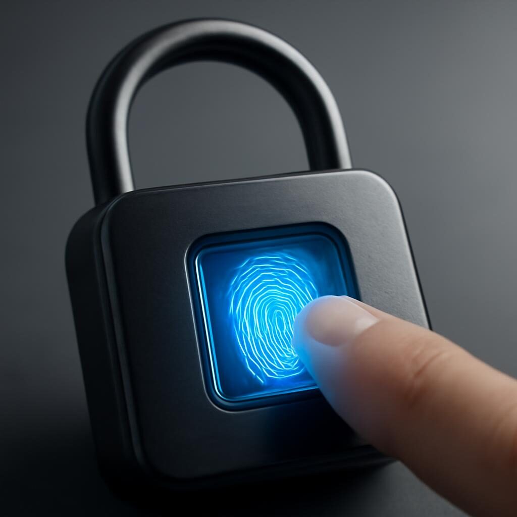 Capteur d'empreinte biométrique d'un cadenas intelligent avec LED bleue