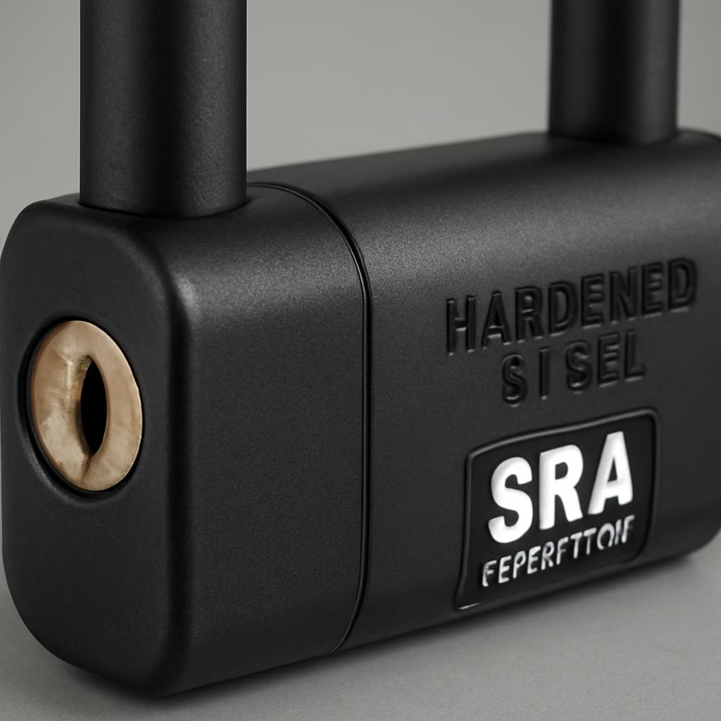 Gros plan sur l'arceau d'un cadenas U premium avec label SRA anti-découpe