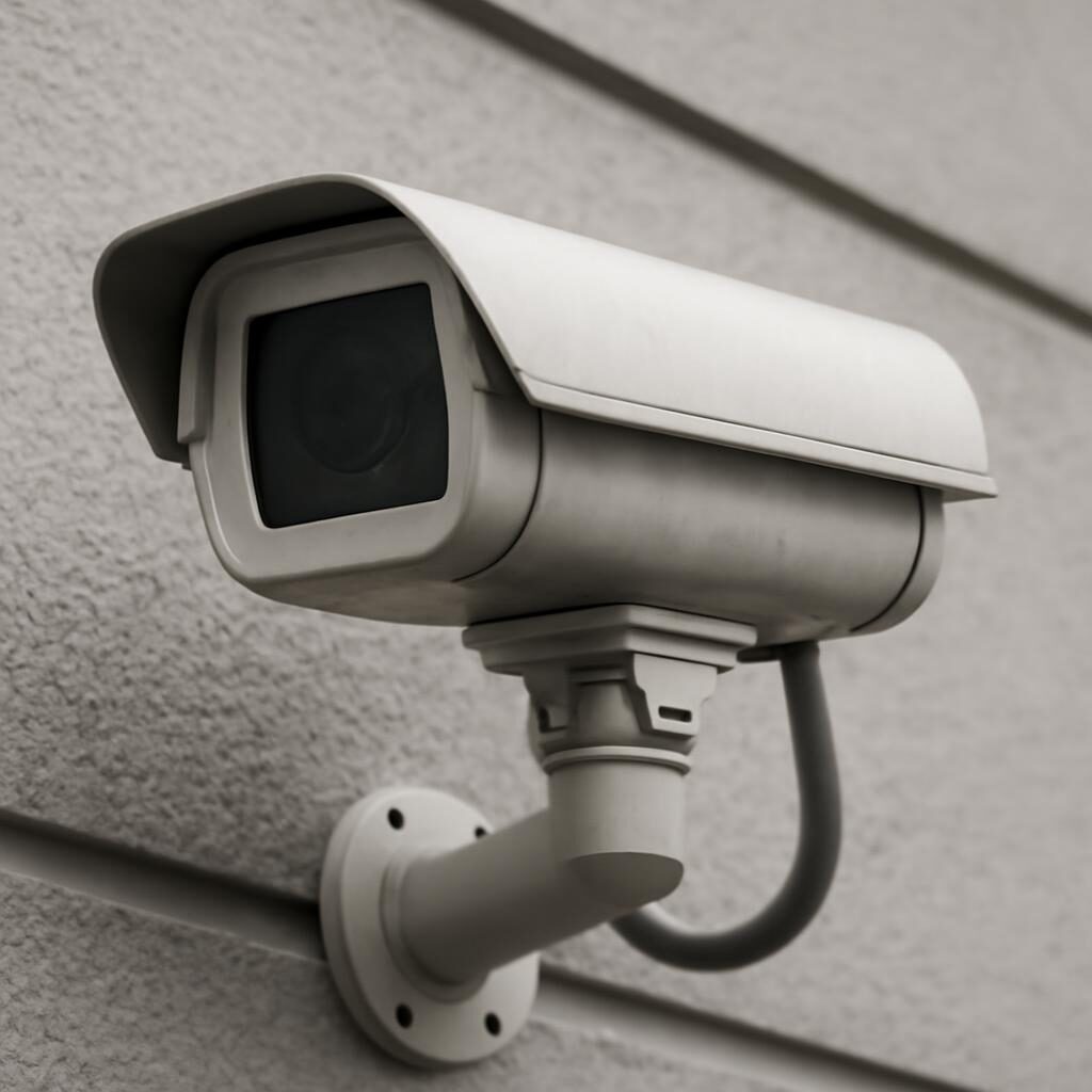 Caméra de surveillance extérieure montée en façade