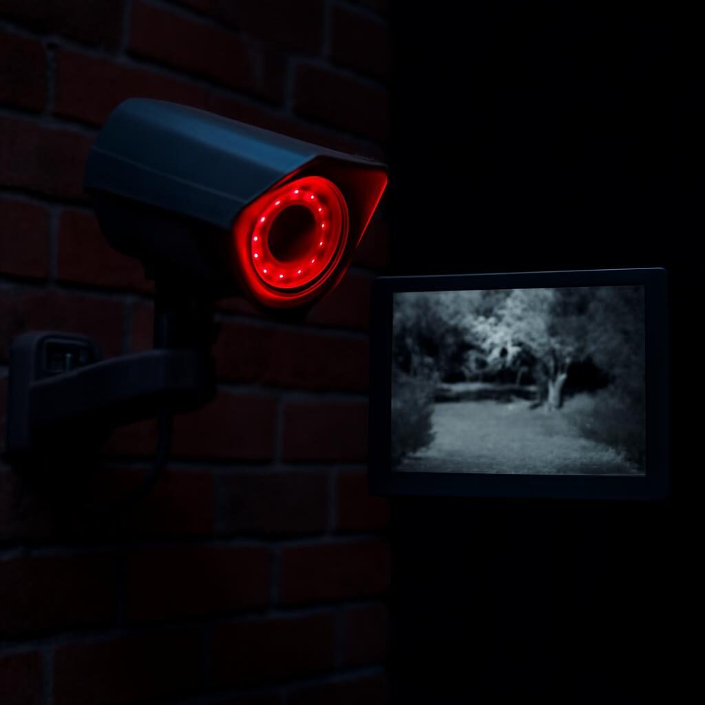 Caméra infrarouge extérieure avec LEDs IR allumées la nuit