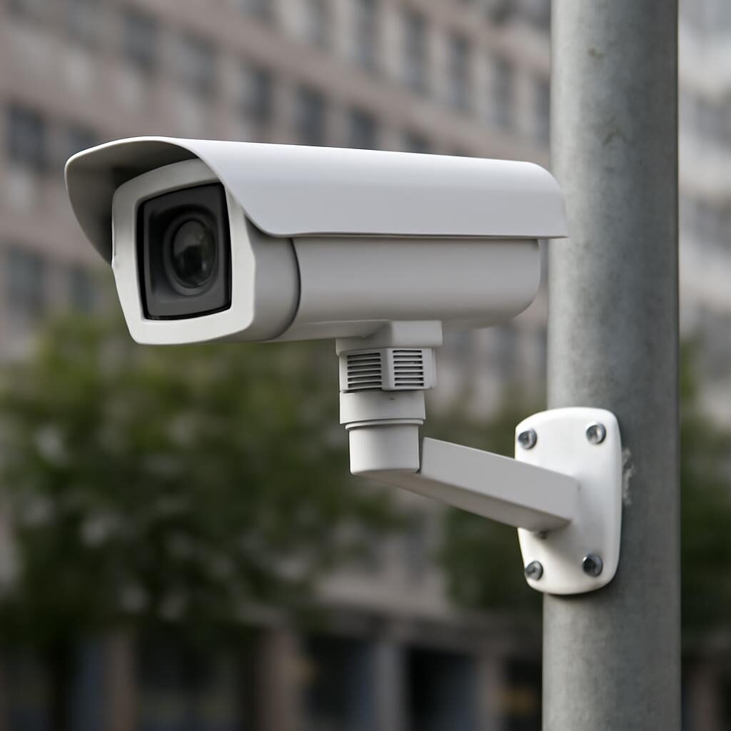 Caméra CCTV de vidéosurveillance fixée sur poteau