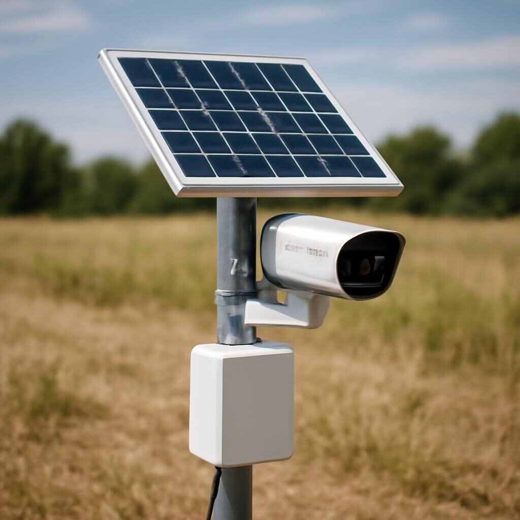 Panneau solaire alimentant une caméra de sécurité