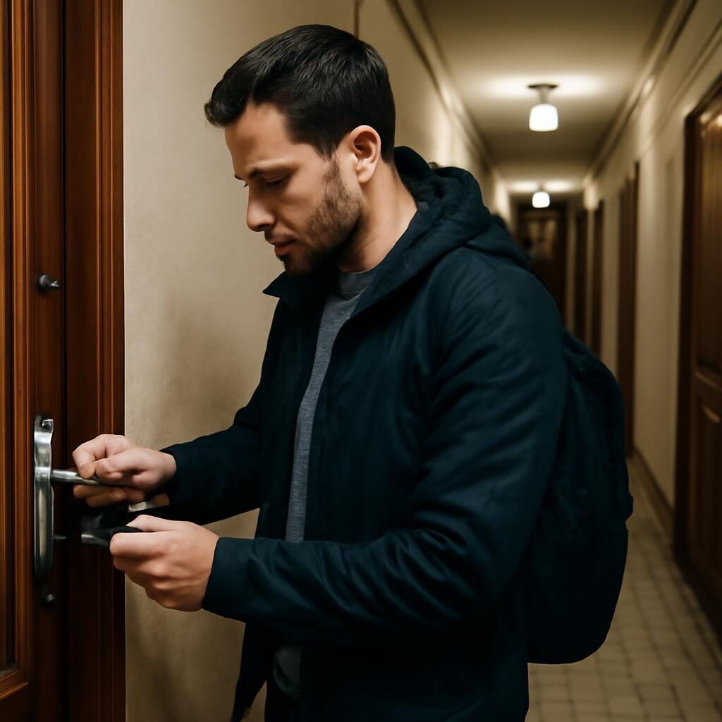 Verrou métallique sur porte en bois — sécurité appartement