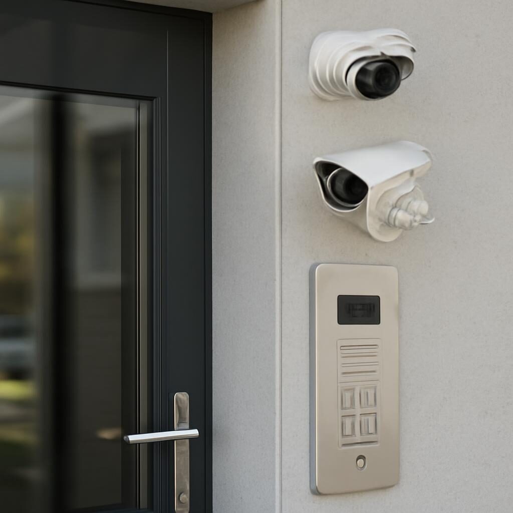 Système de vidéosurveillance à l'entrée d'un bâtiment