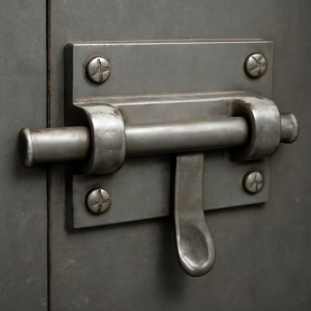 Verrou à baïonnette en acier sur porte lourde