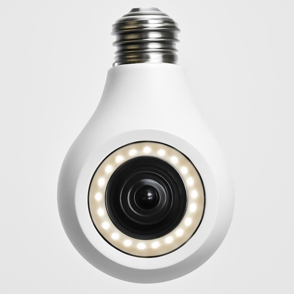 Ampoule caméra surveillance gros plan lentille LED
