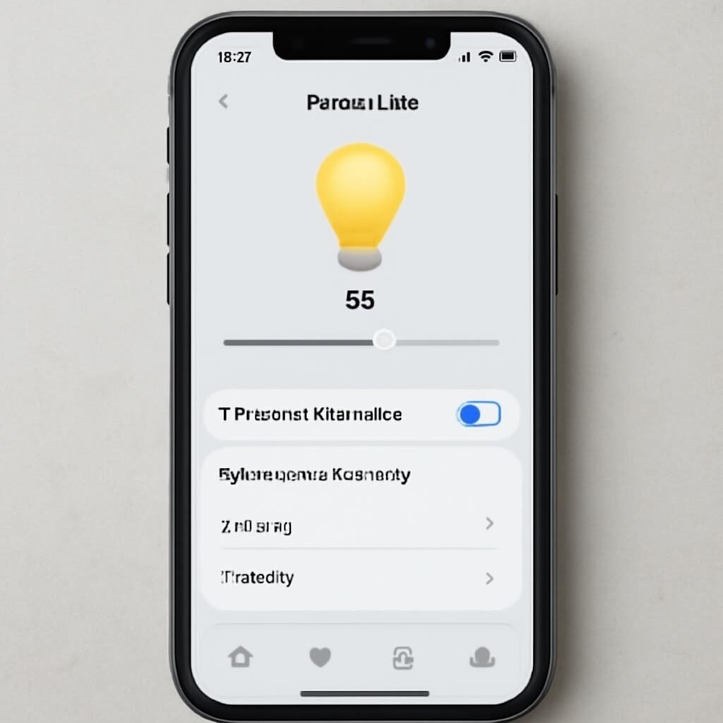 Interface d'application smartphone pour paramétrer une ampoule connectée avec détection de présence